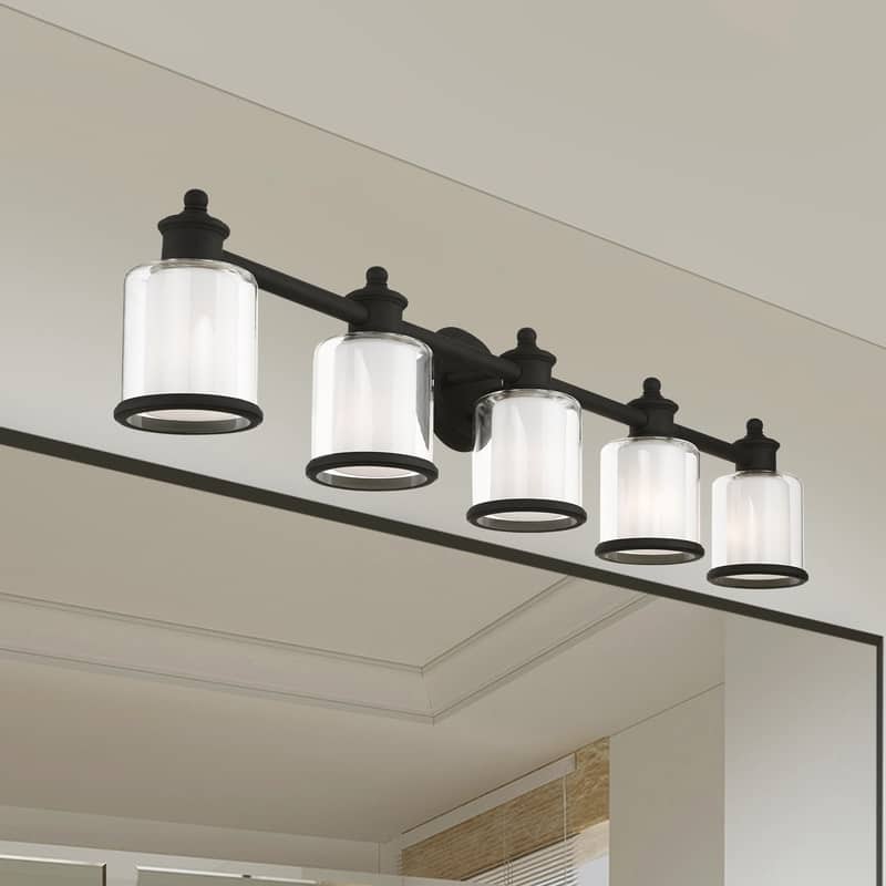 Livex Lighting 5 Light Black Bath Light, 40215-04 - 45.5" W x 9" H x 6.5" Ext.