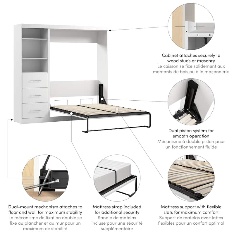 Nebula Full Murphy Bed and Closet Organizer with Drawers by Bestar