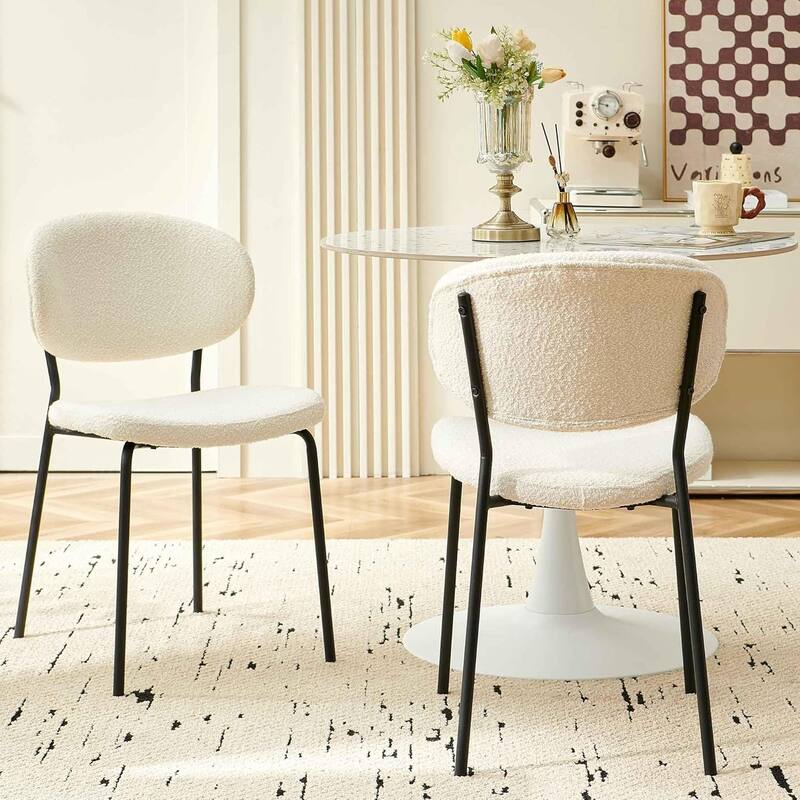 Howtai Round Kitchen Dining Chairs Upholstered,Metal Legs
