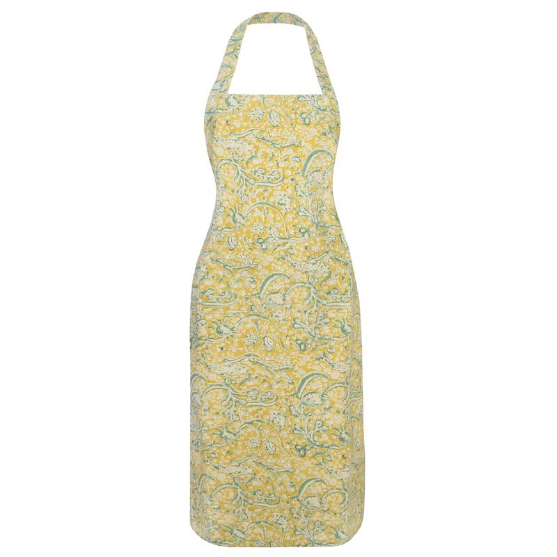 Couleur Nature La Mer Apron - Aqua/Citrine
