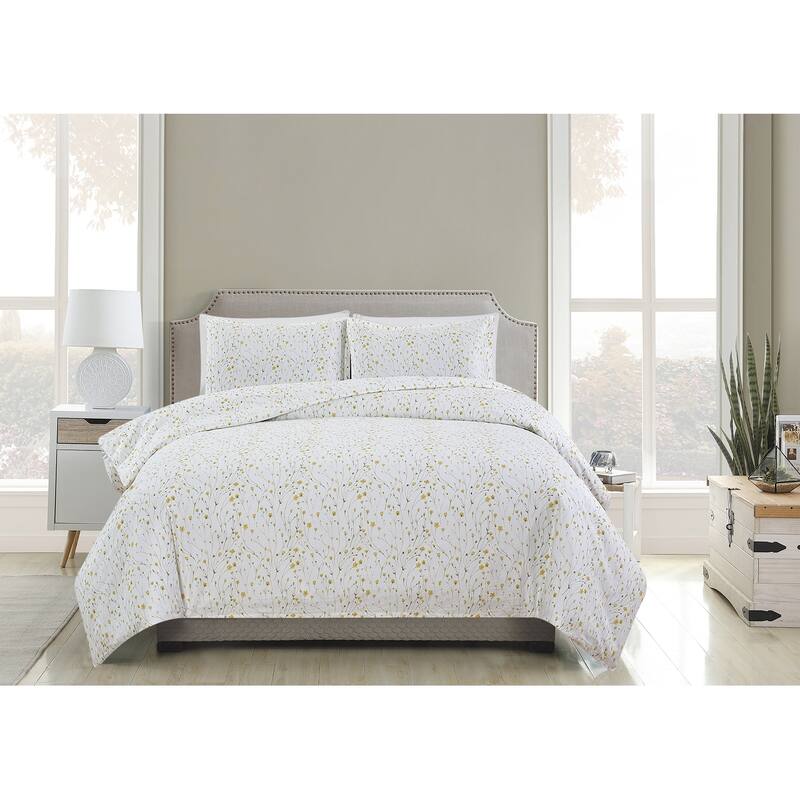 Printed Design Cotton Collection 400 Thread Count Buttercup Duvet Set