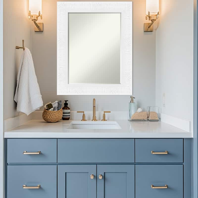 Luxe Half-Inch-Bevel Framed Bathroom Vanity Wall Mirror