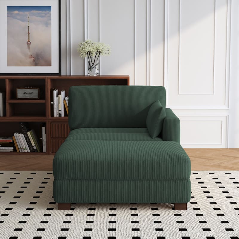 Modern 43'' Corduroy Comfy Sectional Chaise Lounge with Pillow
