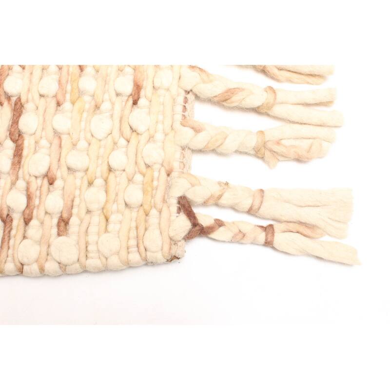 ECARPETGALLERY Braid weave Sienna Beige Wool Rug - 5'1 x 7'10