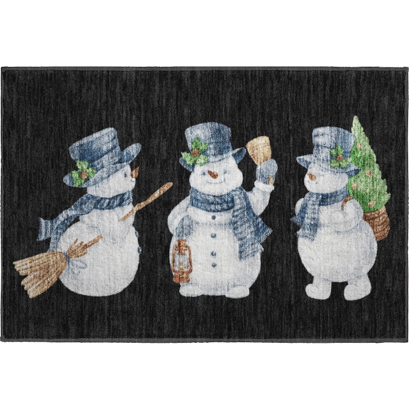 Premium Washable Super Soft Winter Holiday Snowman Mayfield Rug