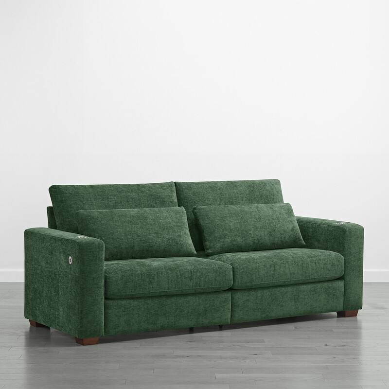 Spruce & Spring Ezra 89" Modern High Back Living Room Sofa with USB & Cup Holders