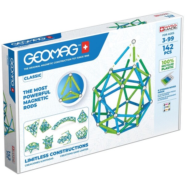 ゲオマグ(geomag plastwood 1450) 限定品 Geomag Classic Magnetic Building Set, Green Line Color, 142 Pieces