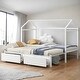 preview thumbnail 2 of 13, White Modern Kids Bed House Platform Bed with 2 Storage Drawers, Twin XL to King Design