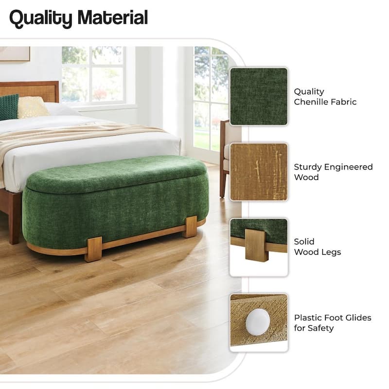 NPD Furniture Ayleen Chenille Storage Bench