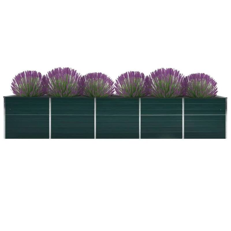vidaXL Raised Garden Bed Planter Pot Flower Box Outdoor Galvanized Steel Green