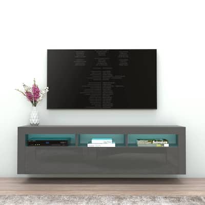 Milano Classic Wall Mounted Floating 63" TV Stand with 16 Color LEDs