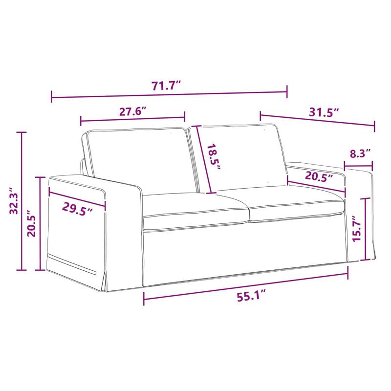vidaXL Sofa 2 pcs Dark Grey 182 x 80 x 82 cm Fabric