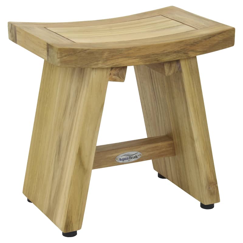 13" Asia Teak Shaving & Washing Foot Rest - Natural Wood