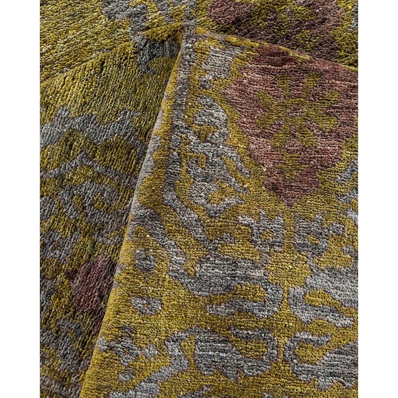Overton Hand Knotted Wool Vintage Inspired Modern Contemporary Overdyed Gray Area Rug - 7' 10" x 10' 6"