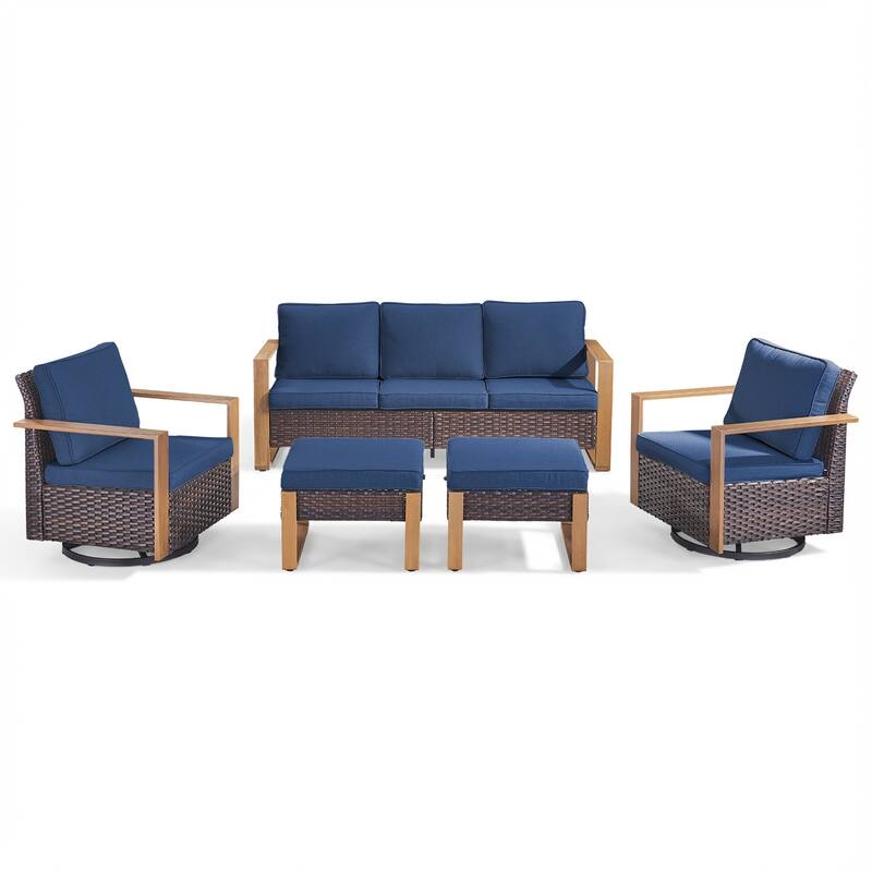 Pocassy Outdoor Sofa Patio Swivel Chair Funiture Set