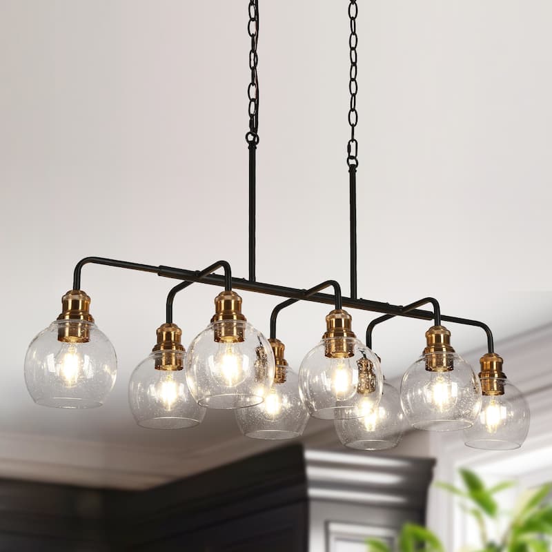 Zenith Modern Transitional Dining Chandelier Linear ORB Glass Kitchen Island Pendant - 40"W x 92"H x 11" D