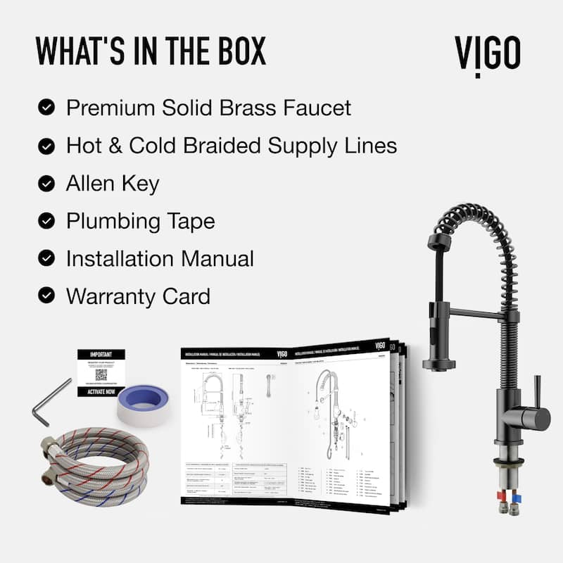 VIGO Edison 19" H Single Handle Pull-Down Sprayer Kitchen Faucet