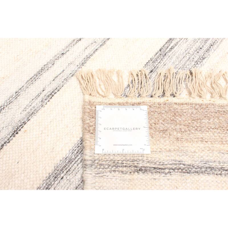 ECARPETGALLERY Flat-Weave Ankara FW Cream Wool Kilim - 5'7 x 7'7