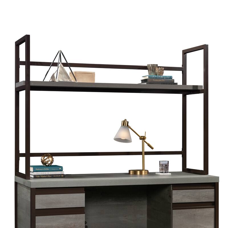 Wood Hutch with 1-Inch Thick Top, Brown - 60.00" W x 16.54" D x 42.28" H