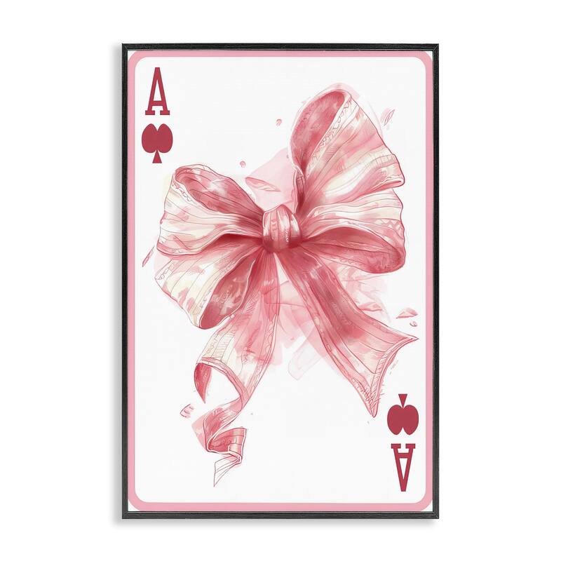 Stupell Pastel Bow Playing Card Framed Giclee Art Design By LSR Design Studio - 20 x 30 - Black