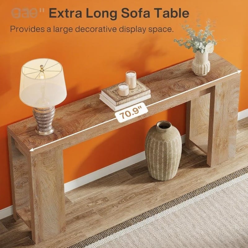 Farmhouse Console Table Rustic Wood Entryway Sofa Hallway Foyer Table 70 Inch - 70.9" x 11.8" x 33.5"