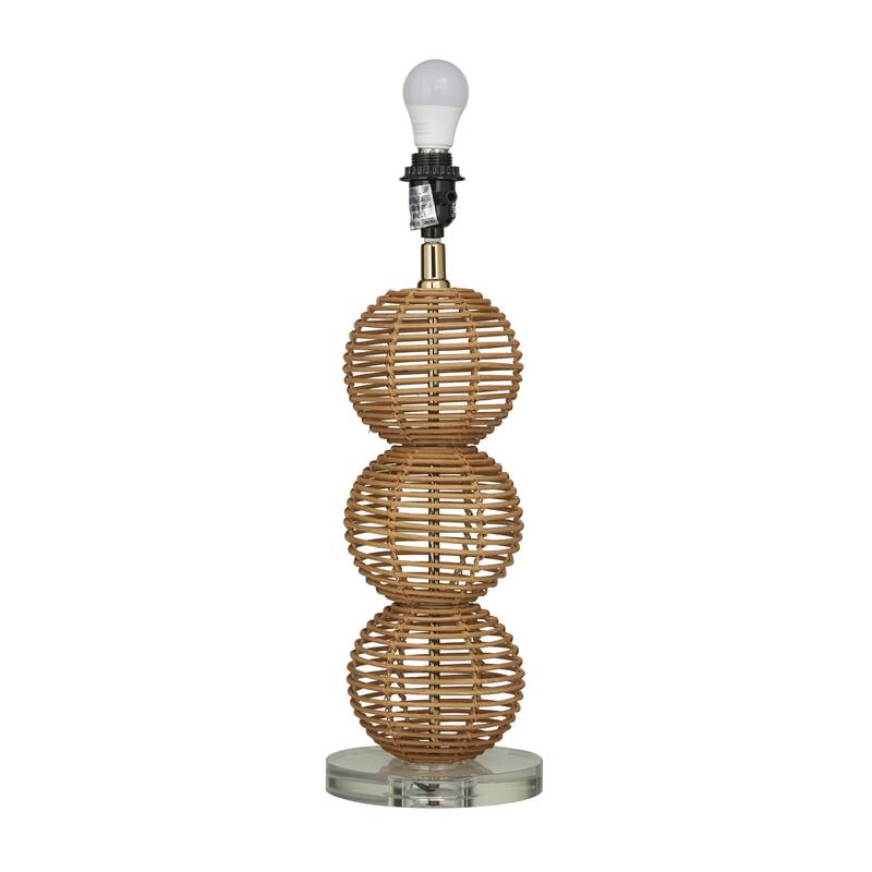 Wicker Wood Handmade Woven Orb Room Table Lamp - Brown - Roche River Decor