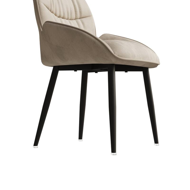 Velvet Upholstered Dining Chair Set of 4, Modern Kitchen Armless Chair with Metal Legs Parsons Chair with Tufted Backrest