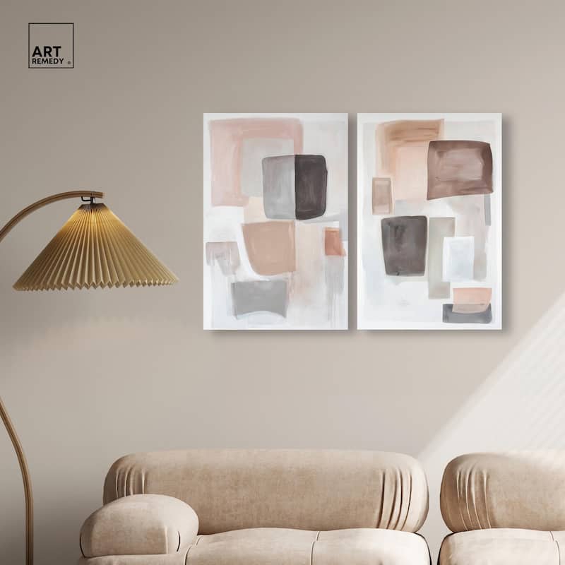 Soft Shapes Set Canvas Set of 2 by Art Remedy, Gallery Wrapped
