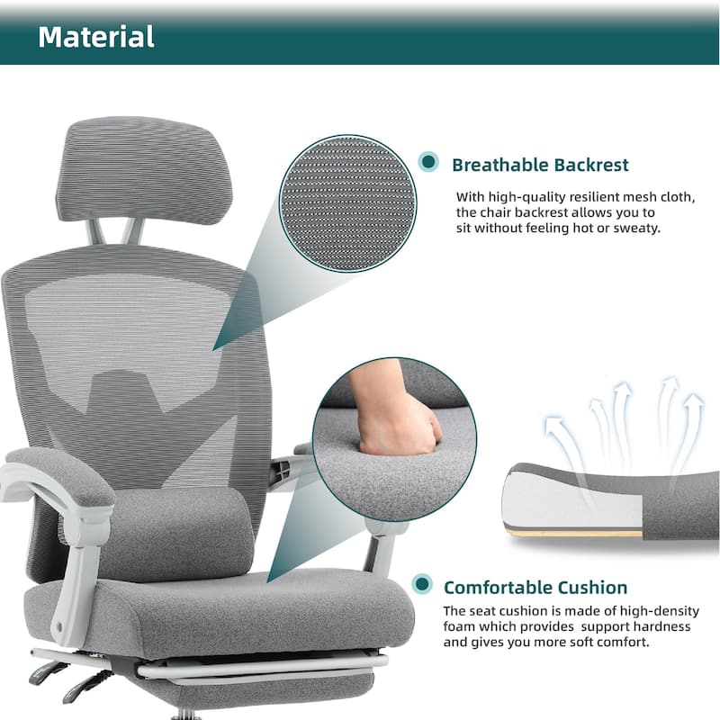 Breathable Mesh Recliner with Adjustable Lumbar Support