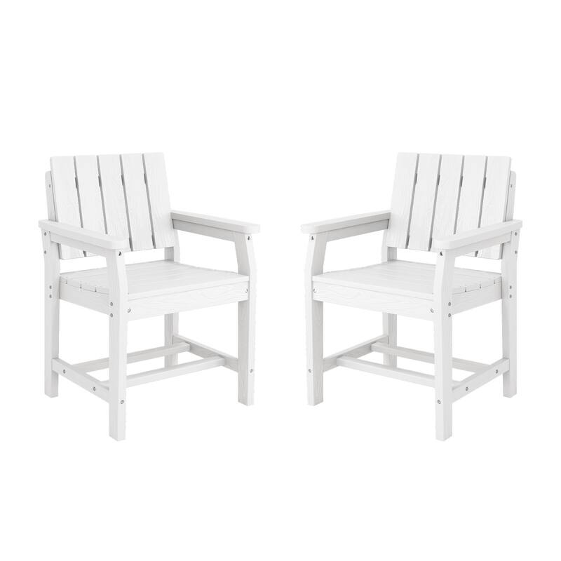 2-Piece Plastic HDPE Patio Dining Chair with 19.69 in Wide Seat - N/A - White
