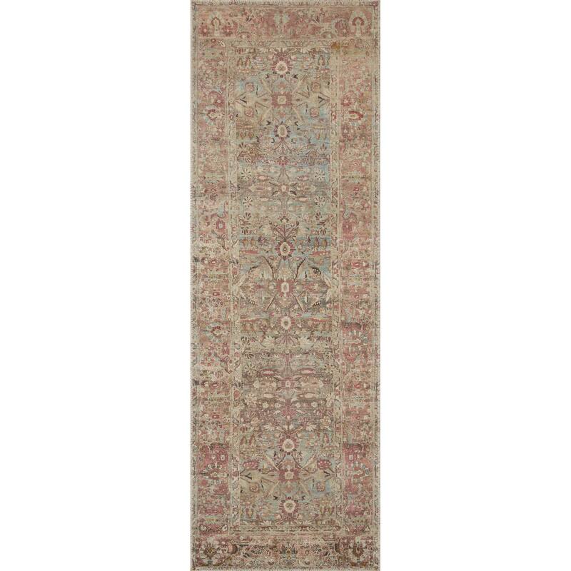 Alexander Home Bella Distressed Botanical Area Rug - 2' 6" x 7' 6"