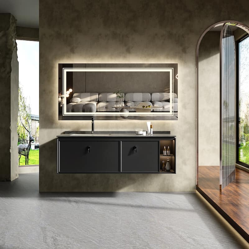 Jumbo LED Light Backlit Bathroom Mirror Makeup Anti-Fog Memory 3 Color - 63"x32"