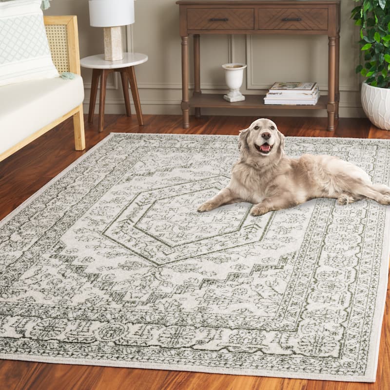 SAFAVIEH Adirondack Sian Rustic Oriental Medallion Rug - 9' x 12' - Ivory/Dark Green