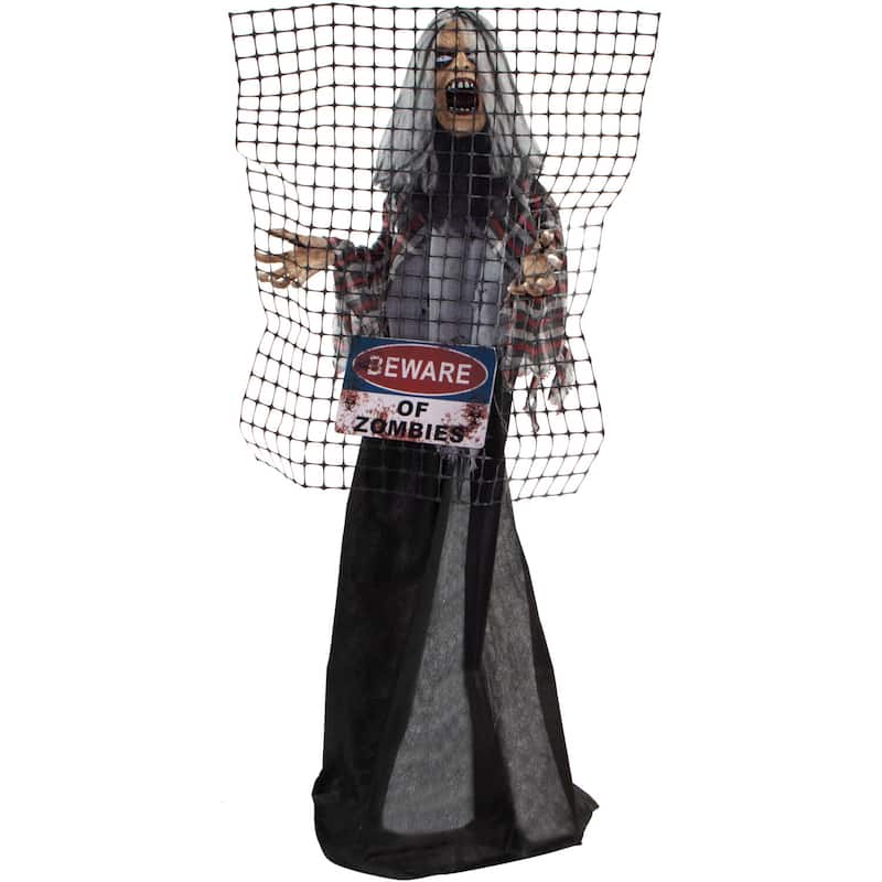 Haunted Hill Farm 5-Ft. Break-Thru Barry the Animated Electrified Zombie, Indoor or Covered Outdoor Decoration