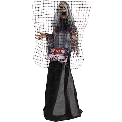 Haunted Hill Farm 5-Ft. Break-Thru Barry the Animated Electrified Zombie, Indoor or Covered Outdoor Decoration