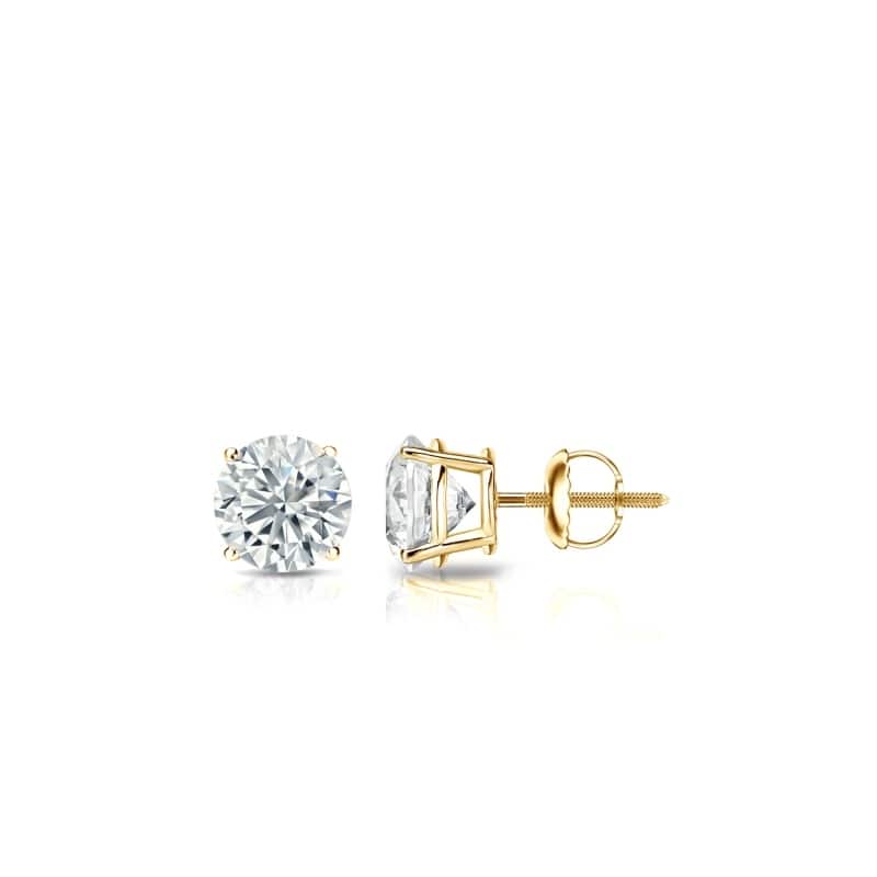 Auriya 14k Gold Lab Grown Round Diamond Stud Earrings 0.50 to 5.00 ct. tw. Screw-Back (F-G VS) - Yellow - 0.75 ct. tw.