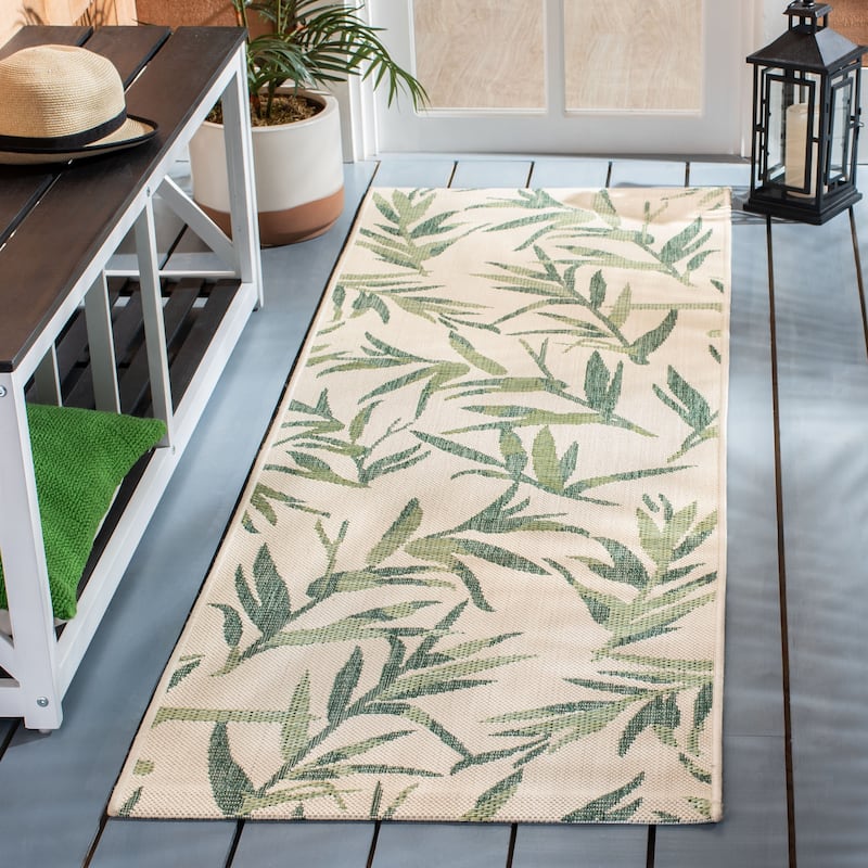 SAFAVIEH Courtyard Erminia Indoor/ Outdoor Waterproof Patio Backyard Rug - 2'3" x 6'7" Runner - Beige/Sweet Pea