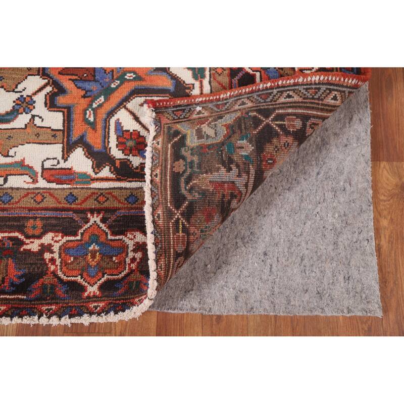 Hand Knotted Oriental 100% Wool Carpet Traditional Medallion Red Heriz Area Rug - 9' 7'' X 6' 11''