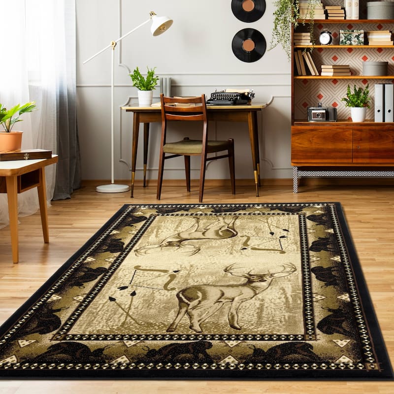 Wildlife Collection Black/Beige Area Rug