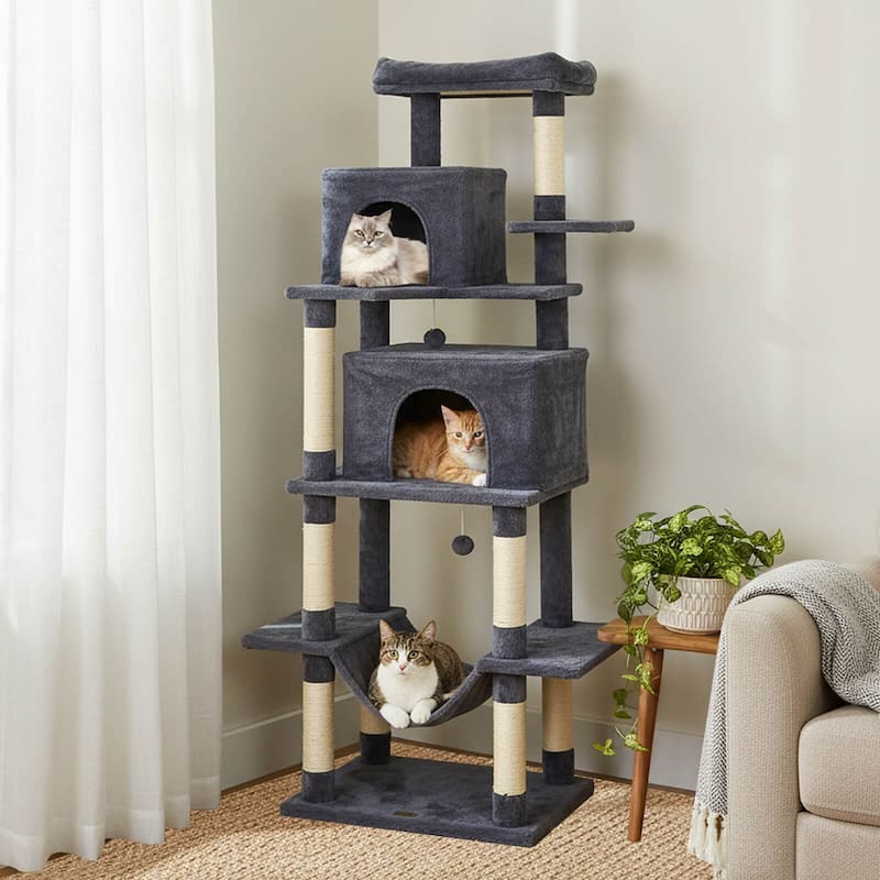 Costway 70” Large Cat Tree for Indoor Cats with Plush Top Perch, Dual - See Details