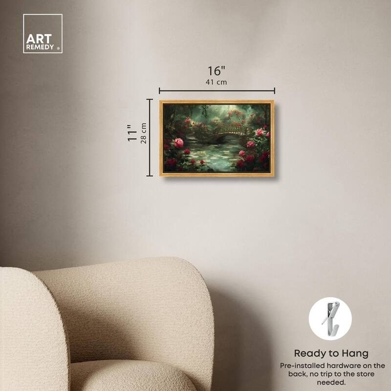 Rose Garden Bridge Canvas by Art Remedy