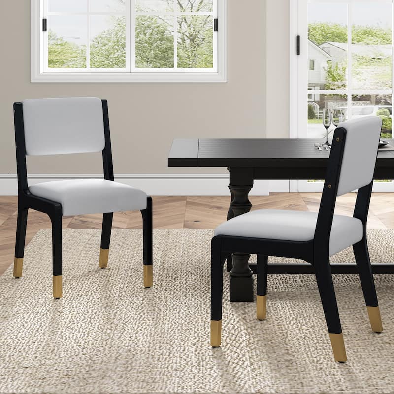 Wooden Dining Chairs Set of 2, Modern Fabric Upholstered Kitchen Side Chairs, Farmhouse Dining Room Accent Chair