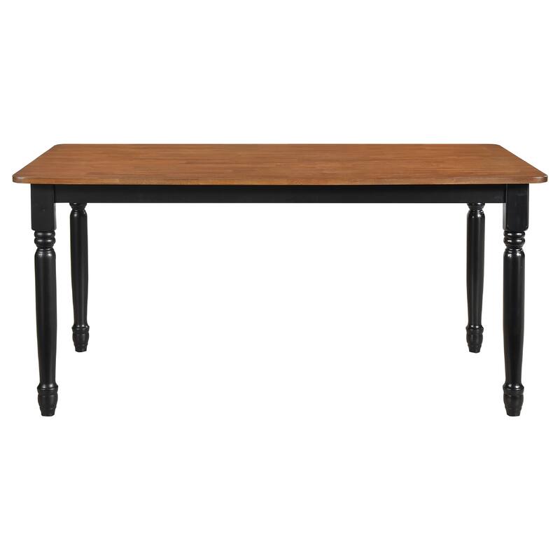 Halie 5pc Dining Table Set, Walnut Brown Wood, 4 Spindle Back Chairs