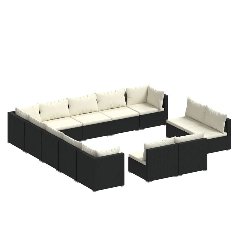 vidaXL Patio Lounge Set Outdoor Sectional Sofa Set Table Garden Poly Rattan