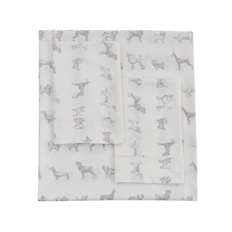 Printed Design Cotton Collection 400TC Hemstitch Animal Dog Sheet Set and Pillowcases