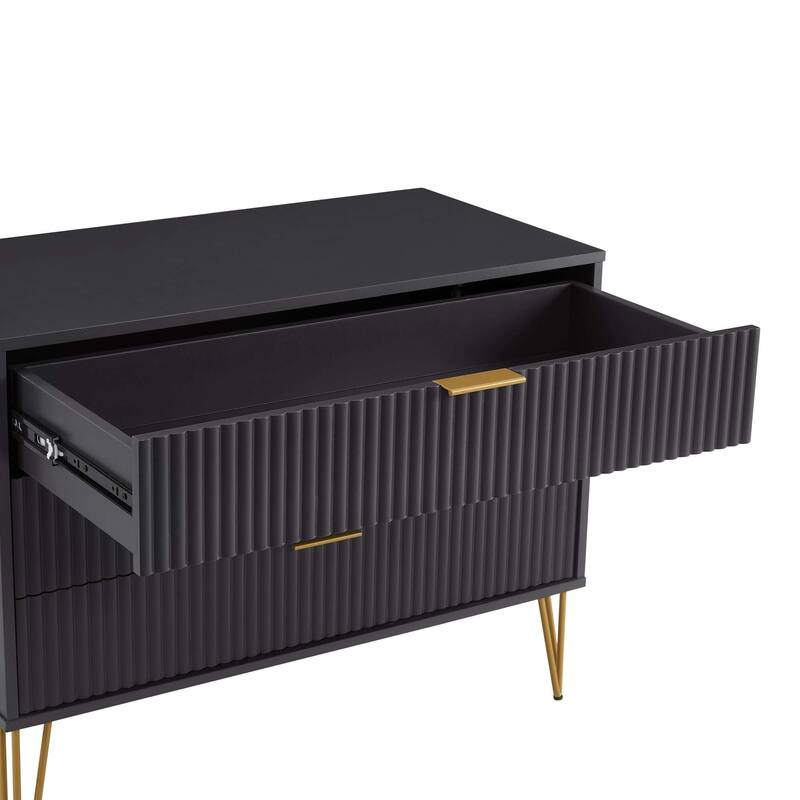 Manhattan Comfort 2-Piece Dumbo Modern Standard 3-Drawer Dresse 2.0 Nightstand Set