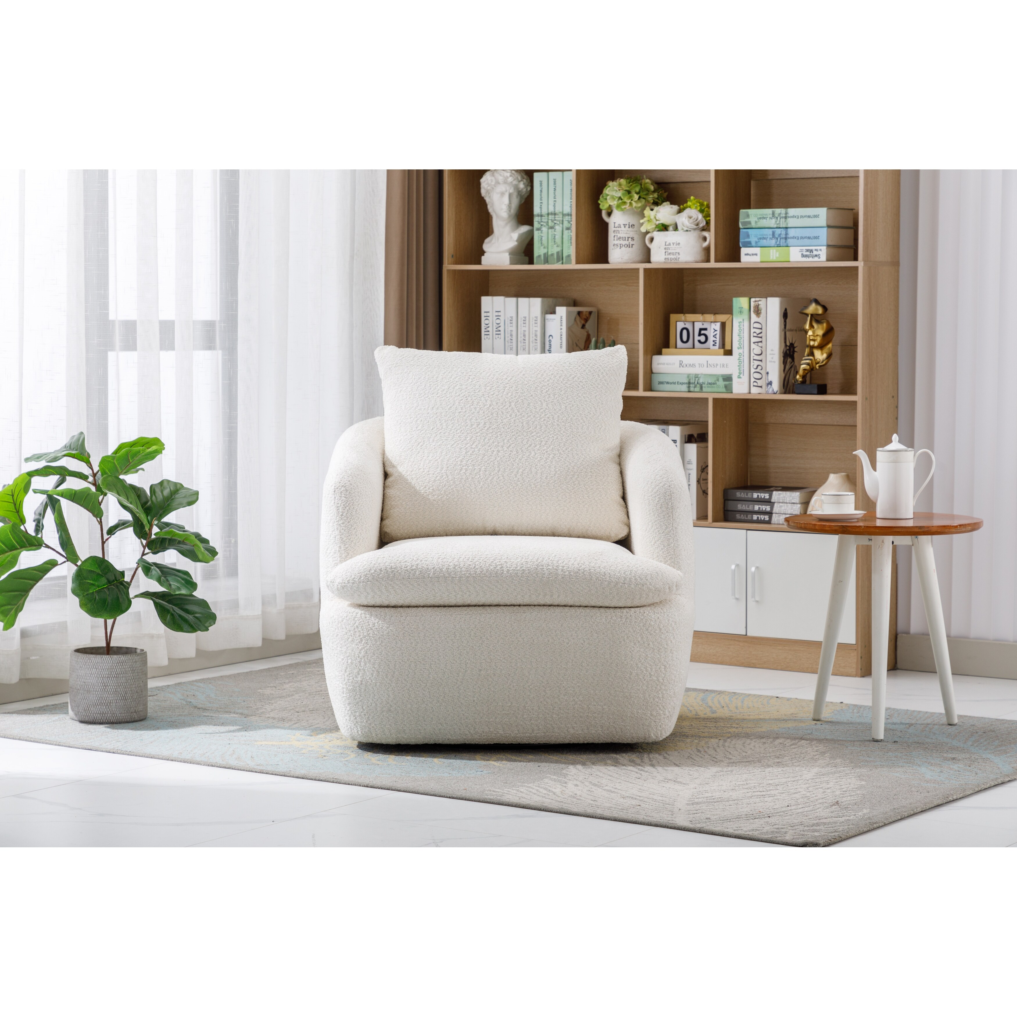 Swivel Barrel Chair Comfy Round Accent Sofa Chair 360 Degree
