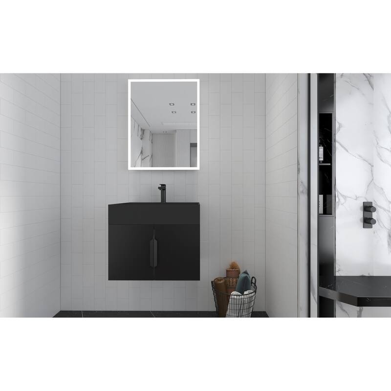 Amazon 24" Wall Mounted Bathroom Vanity Set w/ Black Top