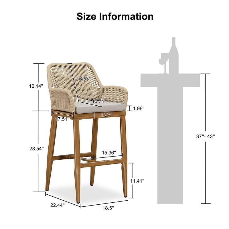 PURPLE LEAF 2 Set of Modern Bar Stool with Backrest and Arm,Upholstered Chair and Aluminum Legs