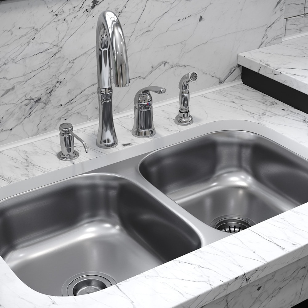 Shop Ada3218a 18 Gauge Double Bowl Stainless Steel Kitchen Sink And Sinklink Overstock 31424273